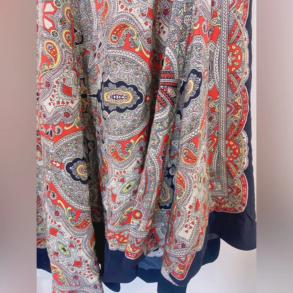 NWT Theory Bitrah Premont Paisley-Print Silk Maxi Skirt